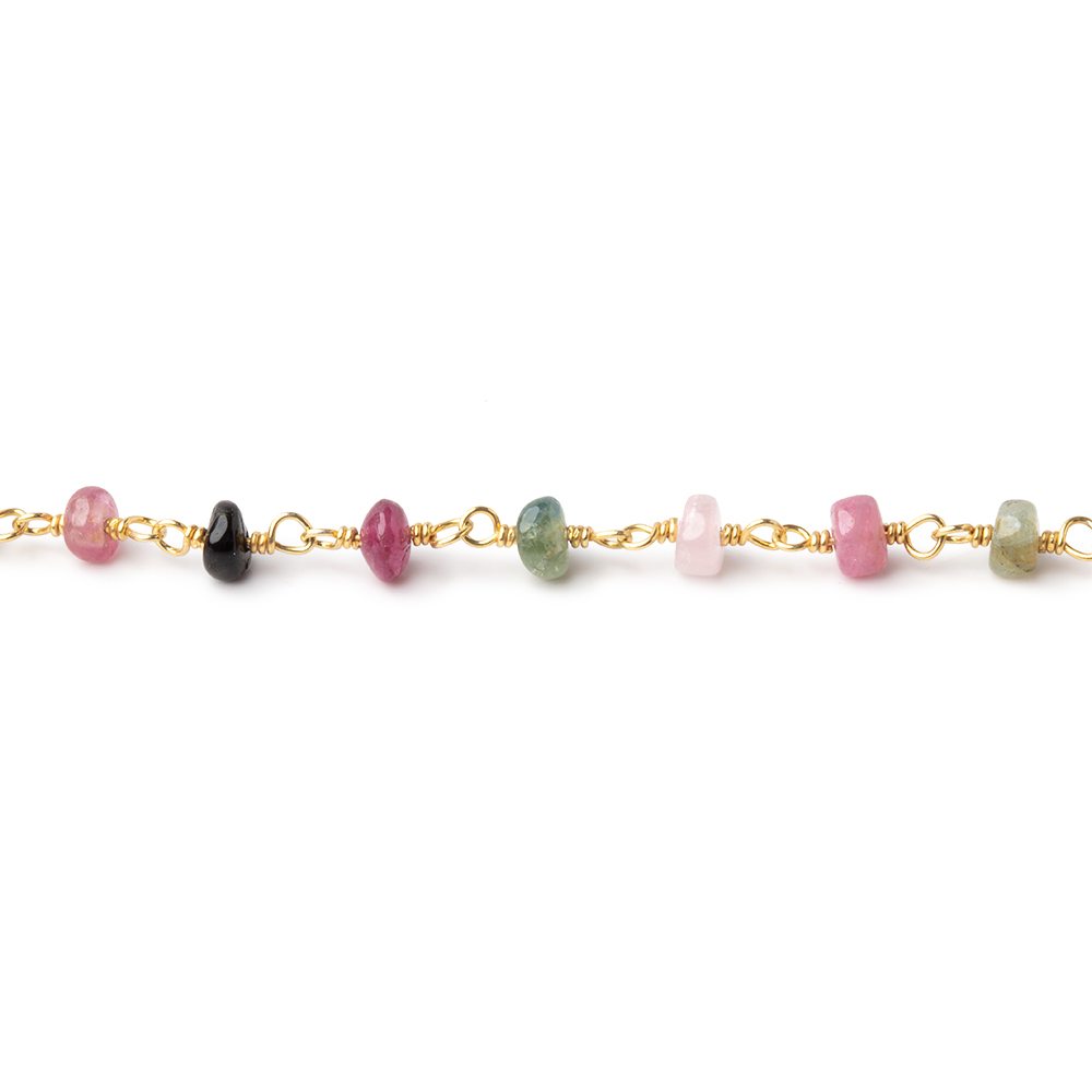 3.5mm Afghani Tourmaline Plain Rondelles on Vermeil Chain