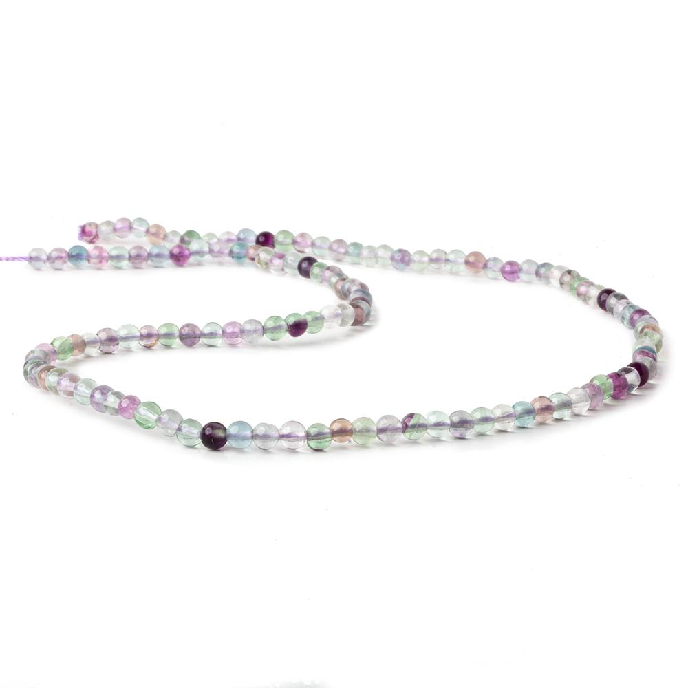 3.5mm Multi Color Fluorite plain round beads 15.5 inch 125 pieces AA