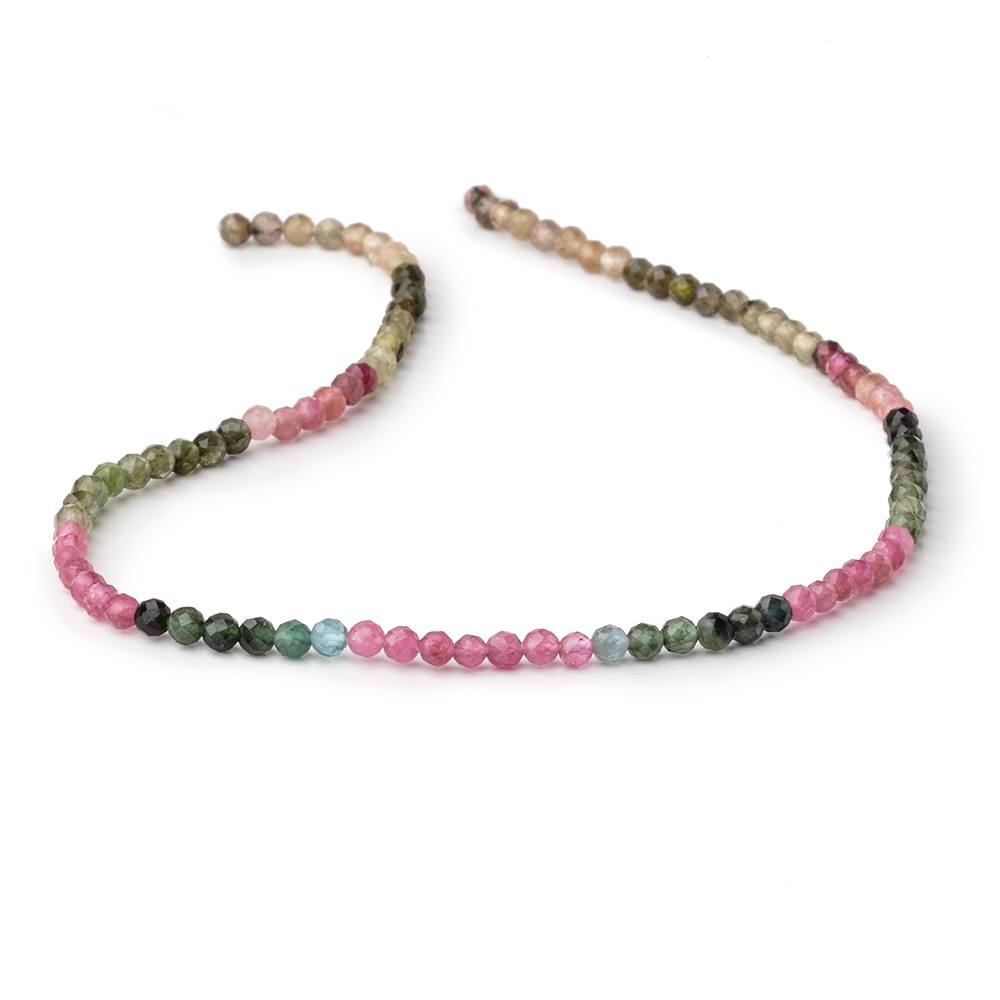 3.5mm Multi Color Tourmaline Micro Faceted Round Beads 12.25 inch 98 pieces