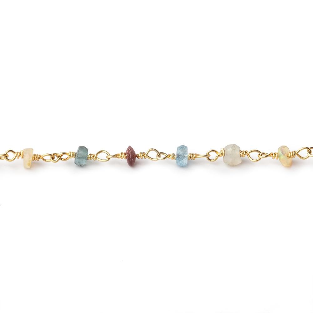 3.5mm Multi Gemstone Faceted Rondelles on Vermeil Chain