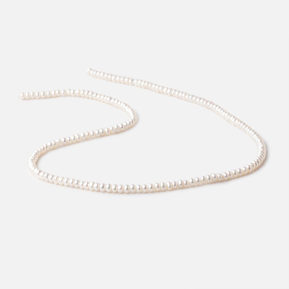 3.5mm Off White Center Drilled Freshwater Button Pearls 15 inch 139 pieces AA