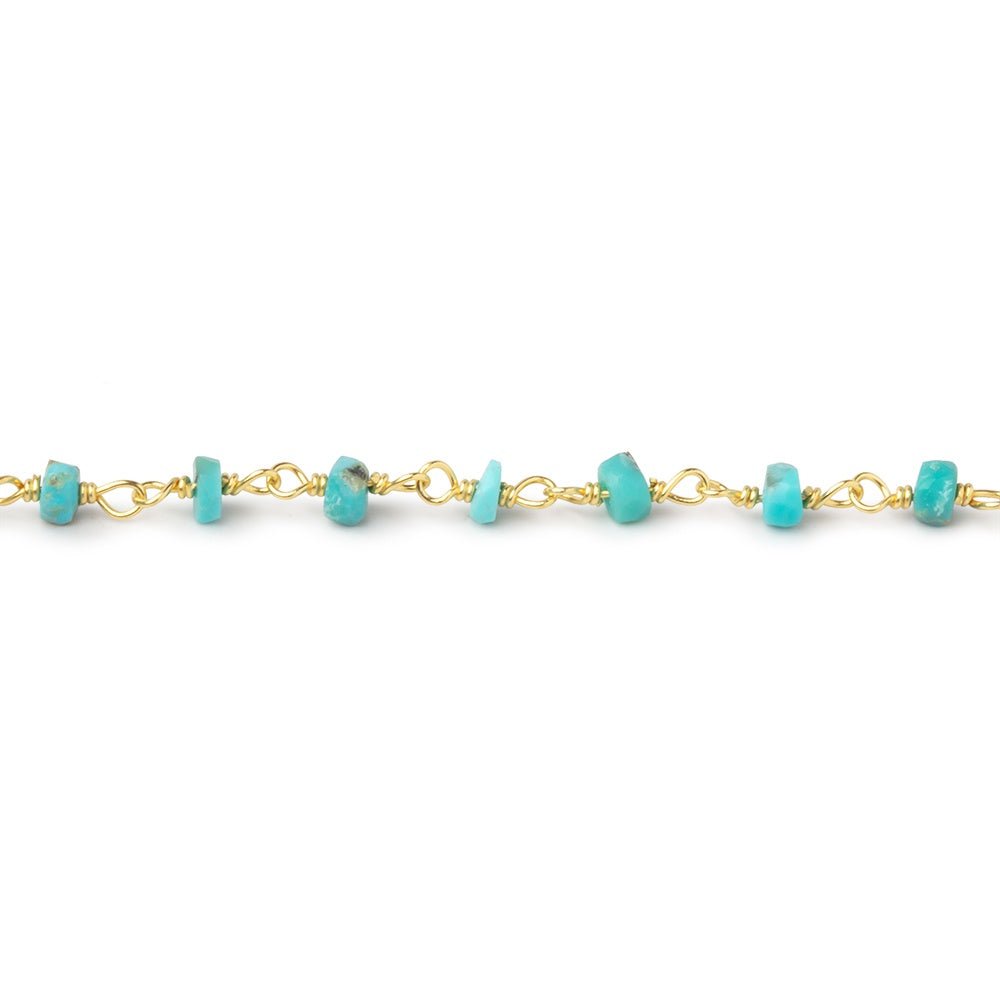 3.5mm Sleeping Beauty Turquoise Faceted Rondelles on Vermeil Chain