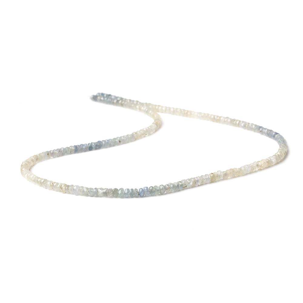 3.5mm White & Light Blue Sapphire faceted rondelles 18 inch 225 pieces A