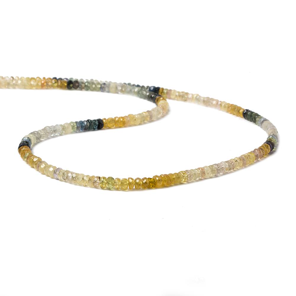 3.5mm Yellow and Blue Songia Sapphire rondelles 18 inch 230 beads A Grade