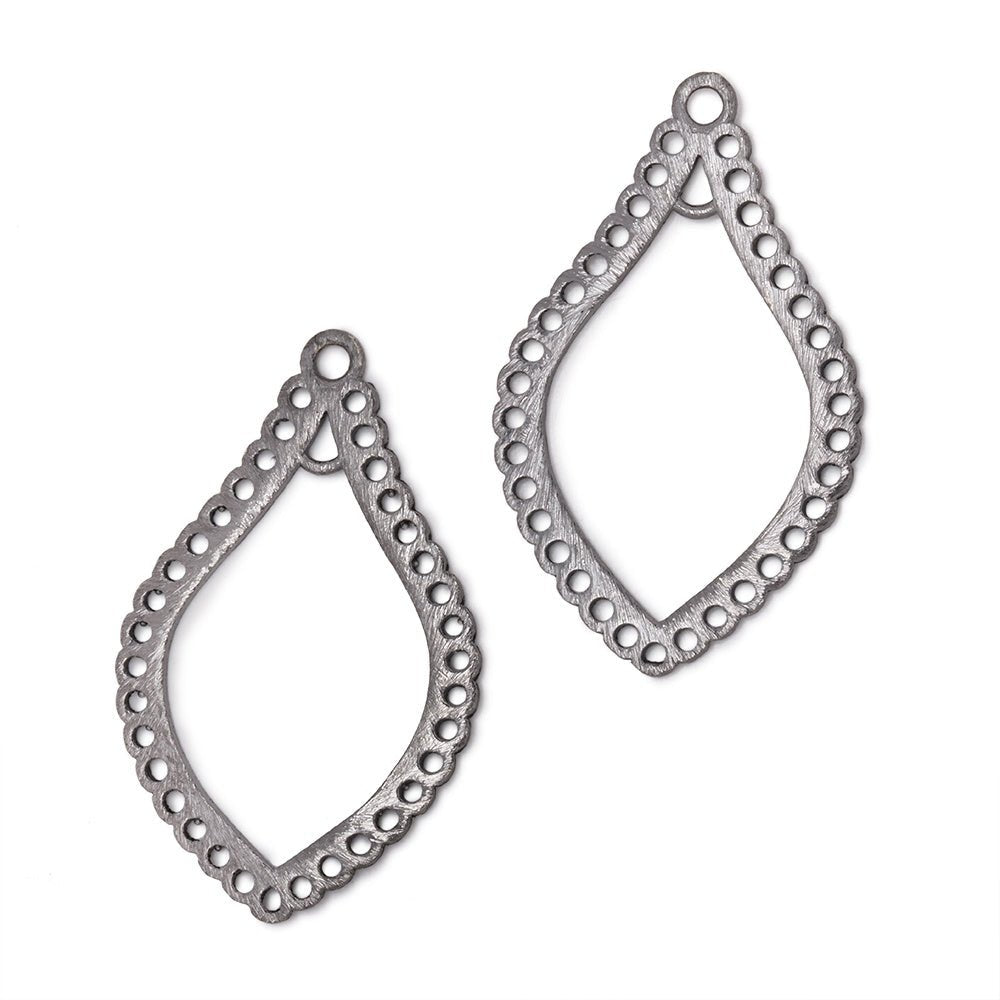 35x21mm Brushed Filigree Tear Drop Charm Set of 2 pieces