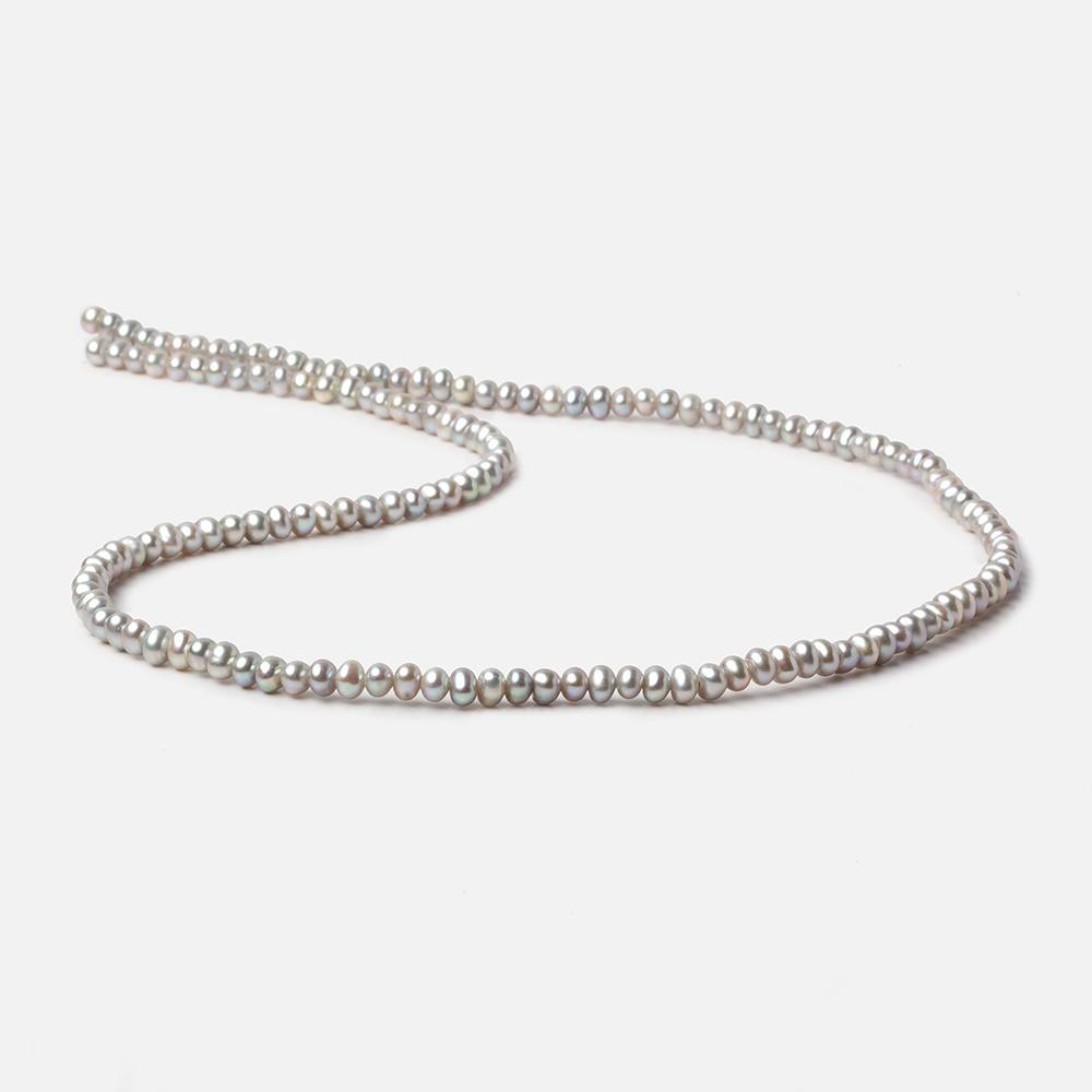 3.5mm Silver Off Round Side Drilled Freshwater Pearls 15.25 inch 153 pieces AAA