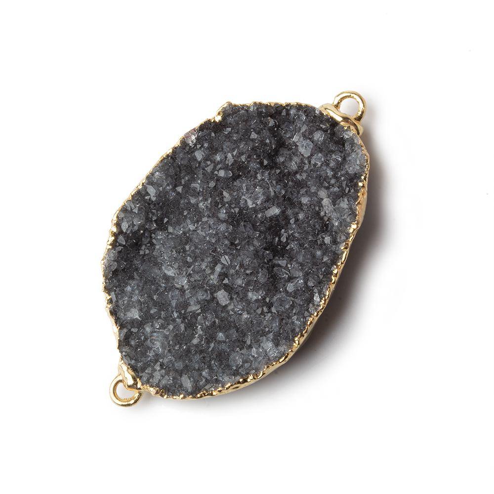 35x25x6mm Gold Leaf Grey Agate Drusy Free Shape Connector 1 Bead