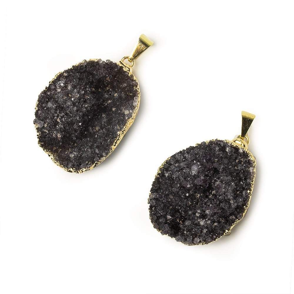 35x28x6mm Gold Leafed Amethyst Drusy Pendant with Gold Bail 1 piece