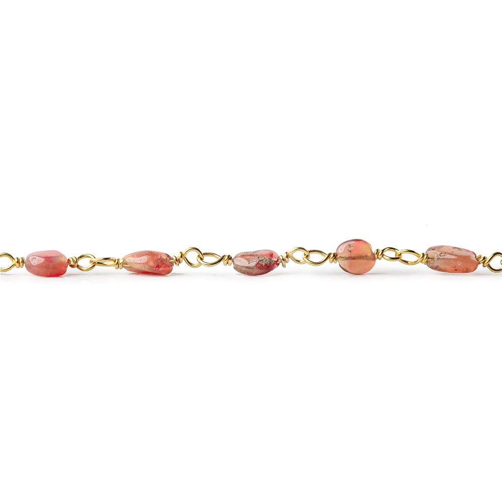 3.5x3-4.5x3mm Ethiopian Opal plain nugget Vermeil Chain by the foot