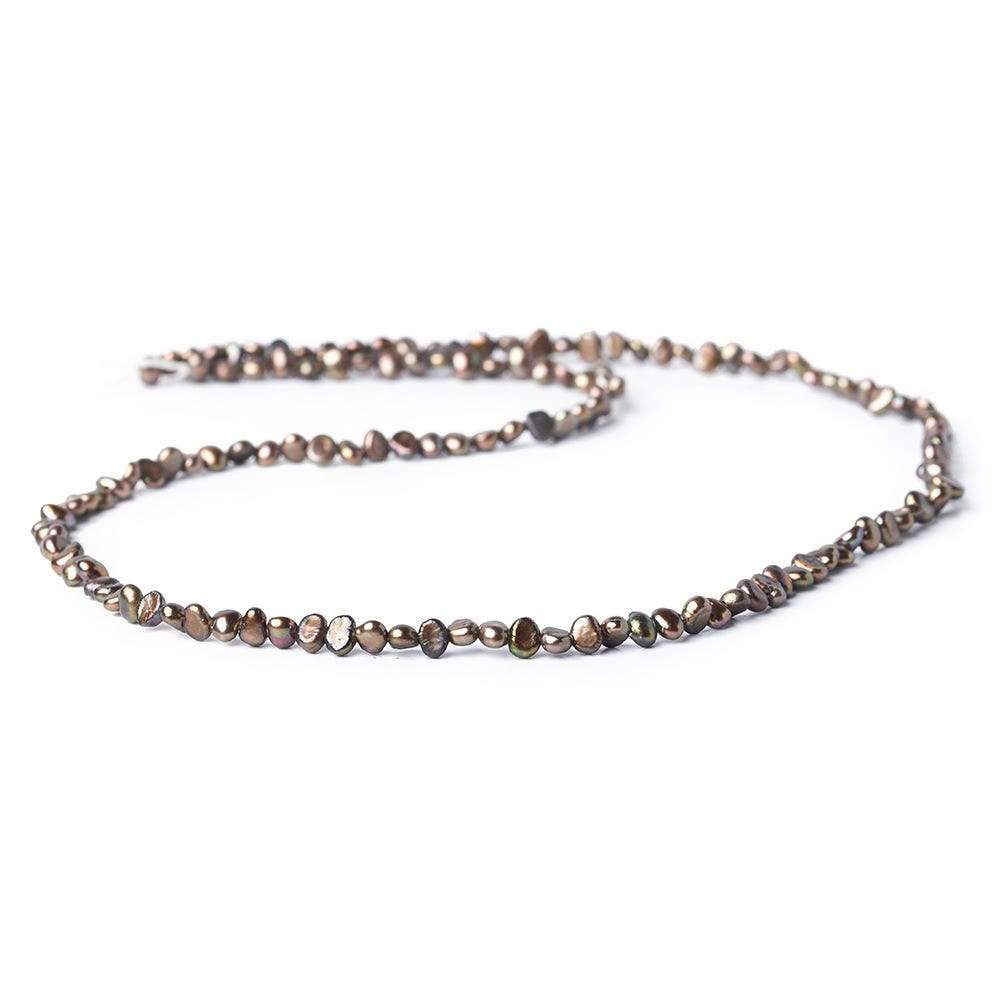 3.5x3-4x3mm Purplish Green Freshwater Pearl Side Drilled Baroque 15 inch 137 pcs