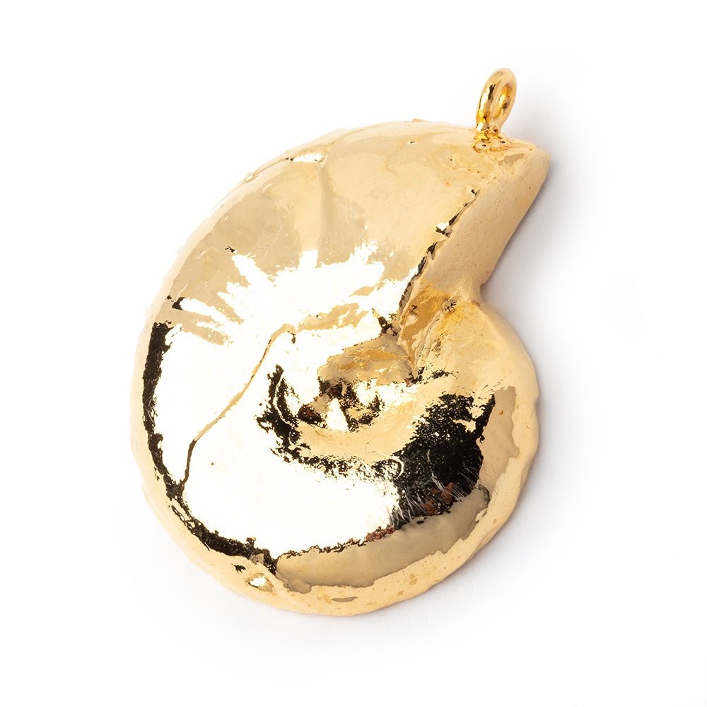 36.5x31.5mm Gold Leafed Ammonite Fossil Pendant 1 focal piece
