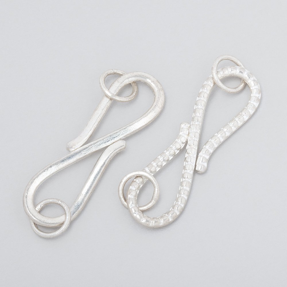 36x10mm Sterling Silver S Hook Ribbed Design 1 piece