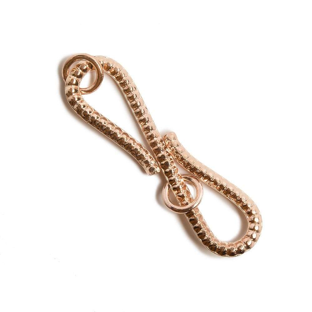 36x11mm Rose Gold plated Silver S Hook Ribbed Design 1 pcs