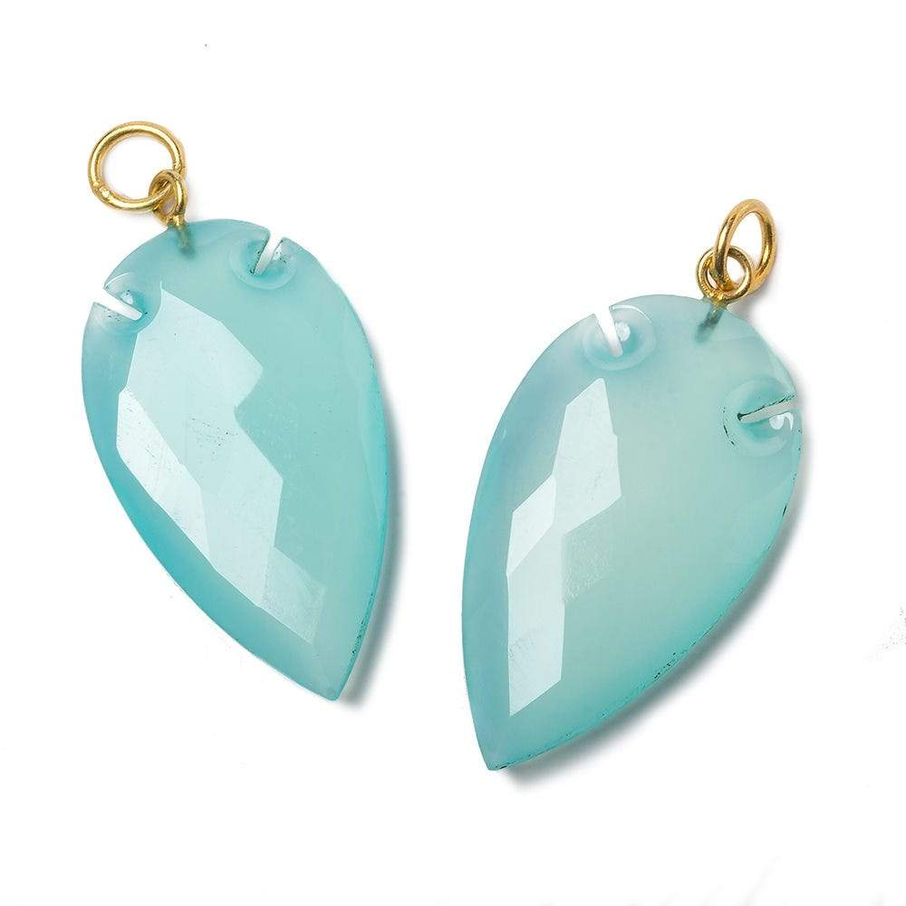 36x20mm Aqua Blue Chalcedony Faceted Arrowhead Focal Pendant 1 piece