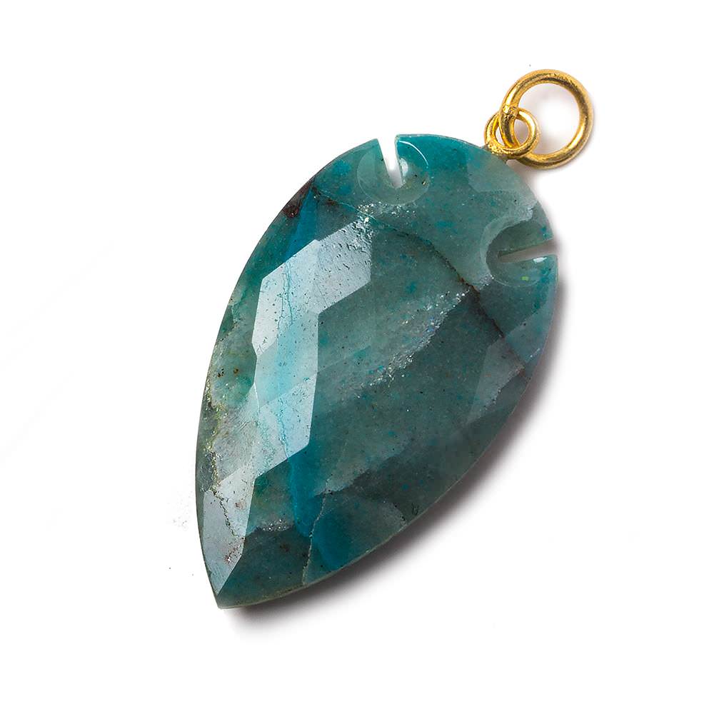 36x20mm Chrysocolla Faceted Arrowhead Focal Pendant 1 piece