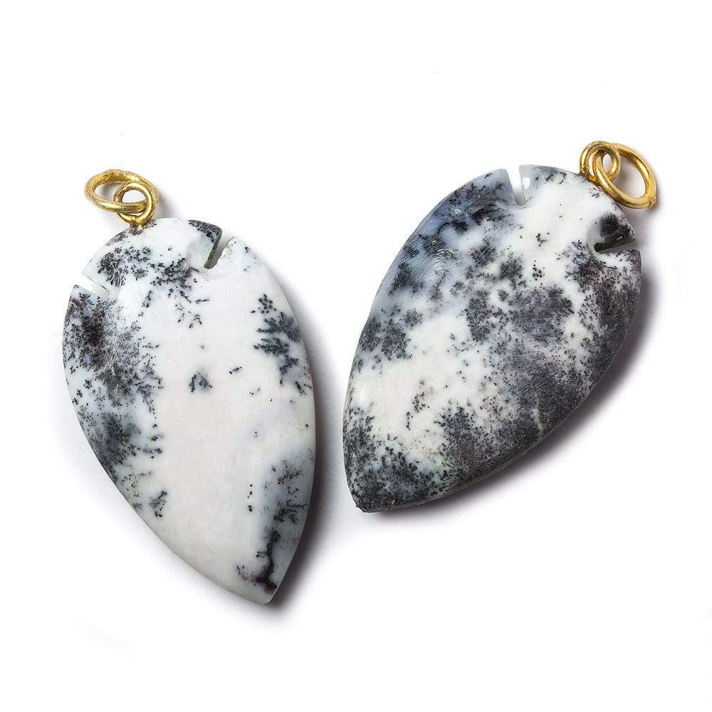 36x20mm Matte Dendritic Opal Matte Arrowhead Focal Pendant 1 piece