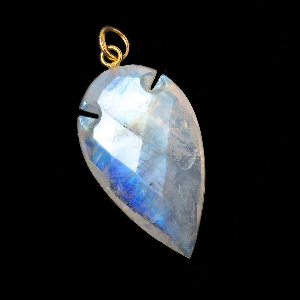 36x20mm Rainbow Moonstone Faceted Arrowhead Focal Pendant 1 piece