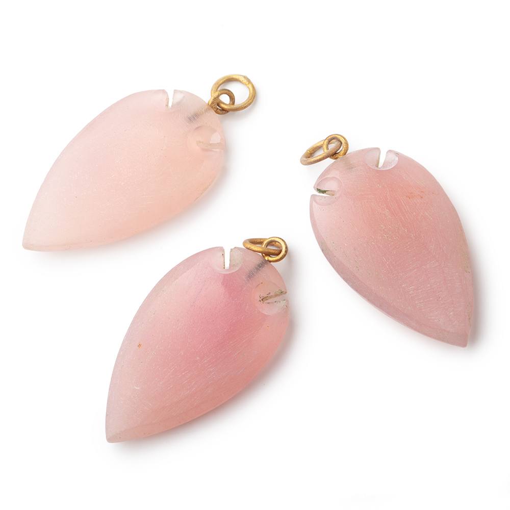 36x20mm Rose Pink Chalcedony Matte Arrowhead Focal Pendant 1 piece