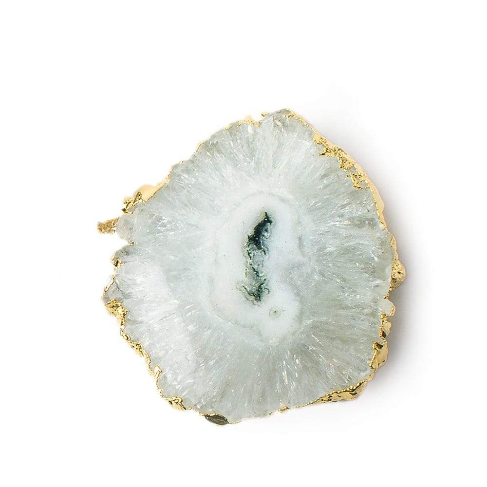 36x33mm 22kt Gold leafed Solar Quartz Slice Pendant 1 piece