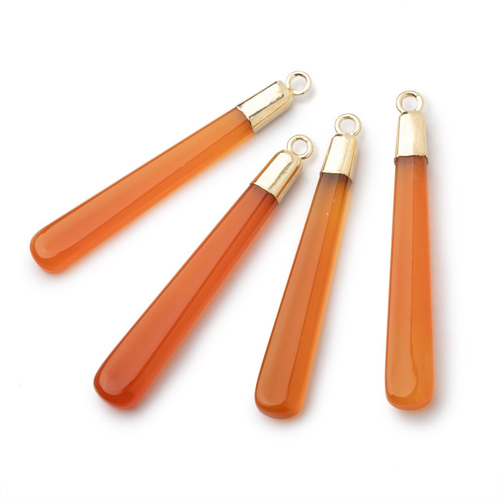 37-40mm Gold Leafed Orange Chalcedony Pear Pendant 1 focal piece