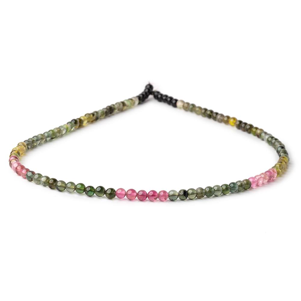3.7mm Multi Color Tourmaline Plain Round Beads 14.75 inch 103 pieces