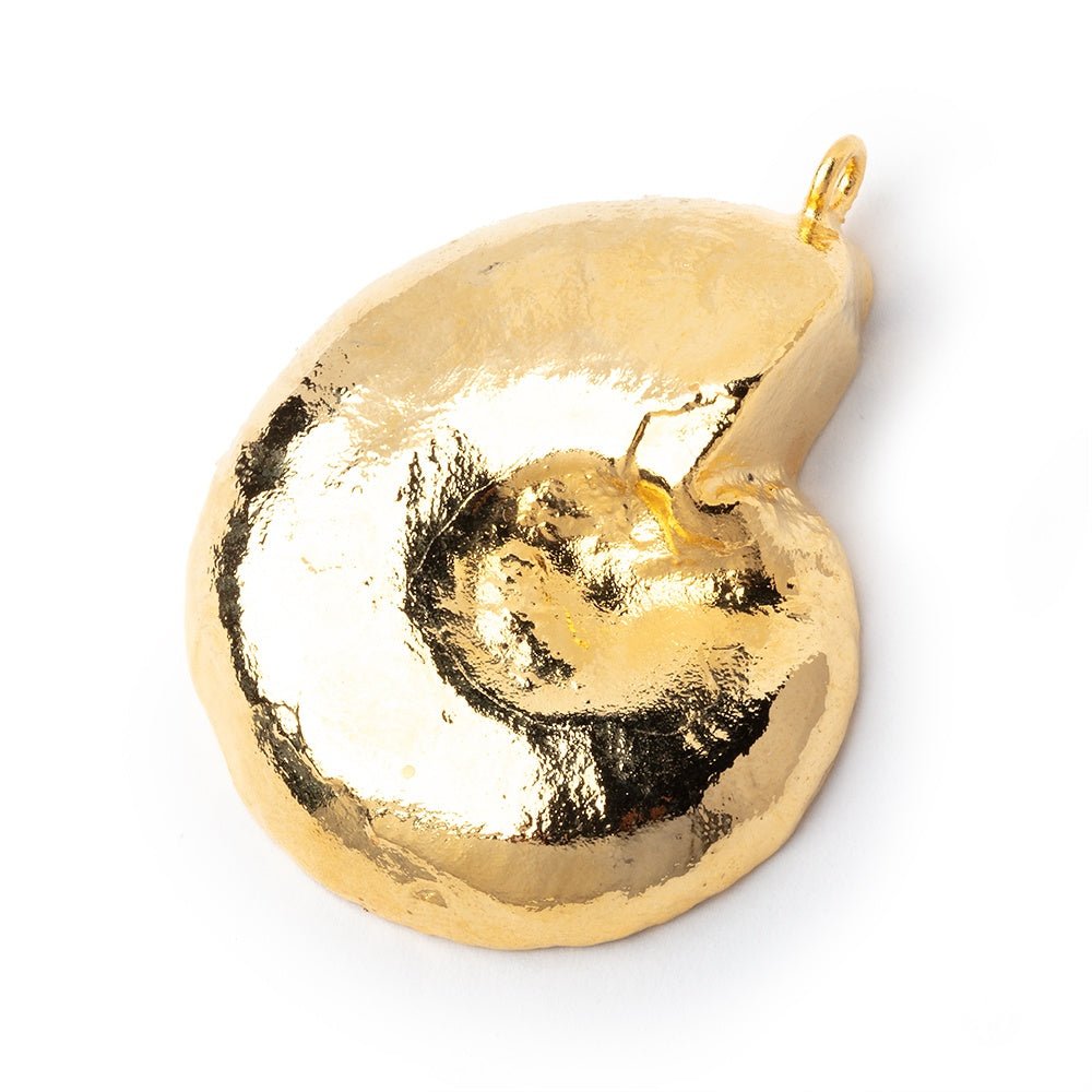 37x32mm Gold Leafed Ammonite Fossil Pendant 1 focal piece