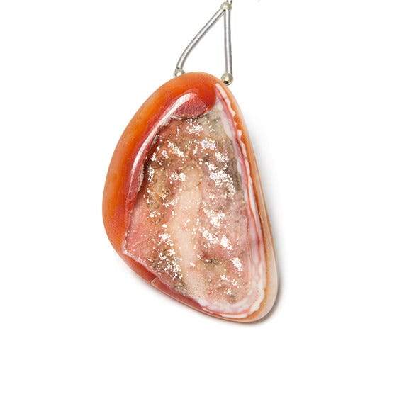 37x33mm Orange Red Concentric Agate Drusy Freeform Focal Bead 1 piece