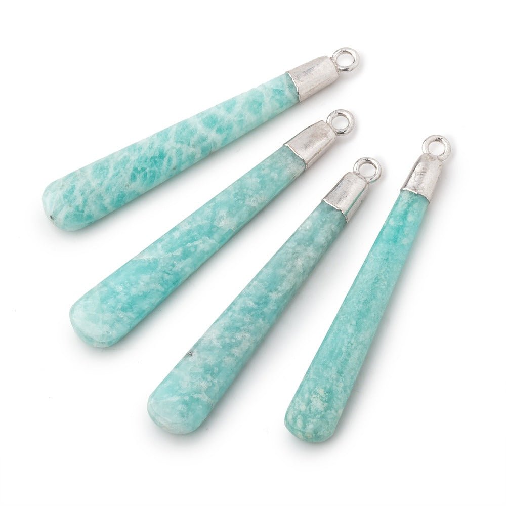 37x6mm Silver Leafed Amazonite Pear Pendant 1 focal piece