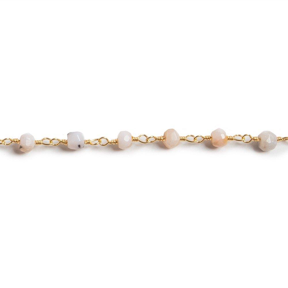 3.8 mm Pink Peruvian Opal faceted rondelle Gold plated Chain by the foot 34pcs