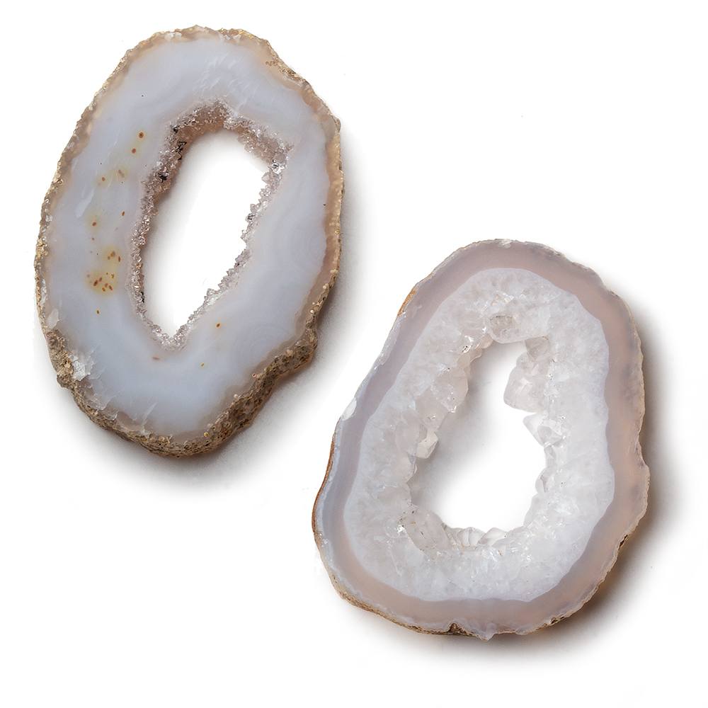 38x25-36x27mm Occo Agate with Drusy Slice without drill hole 2 pieces