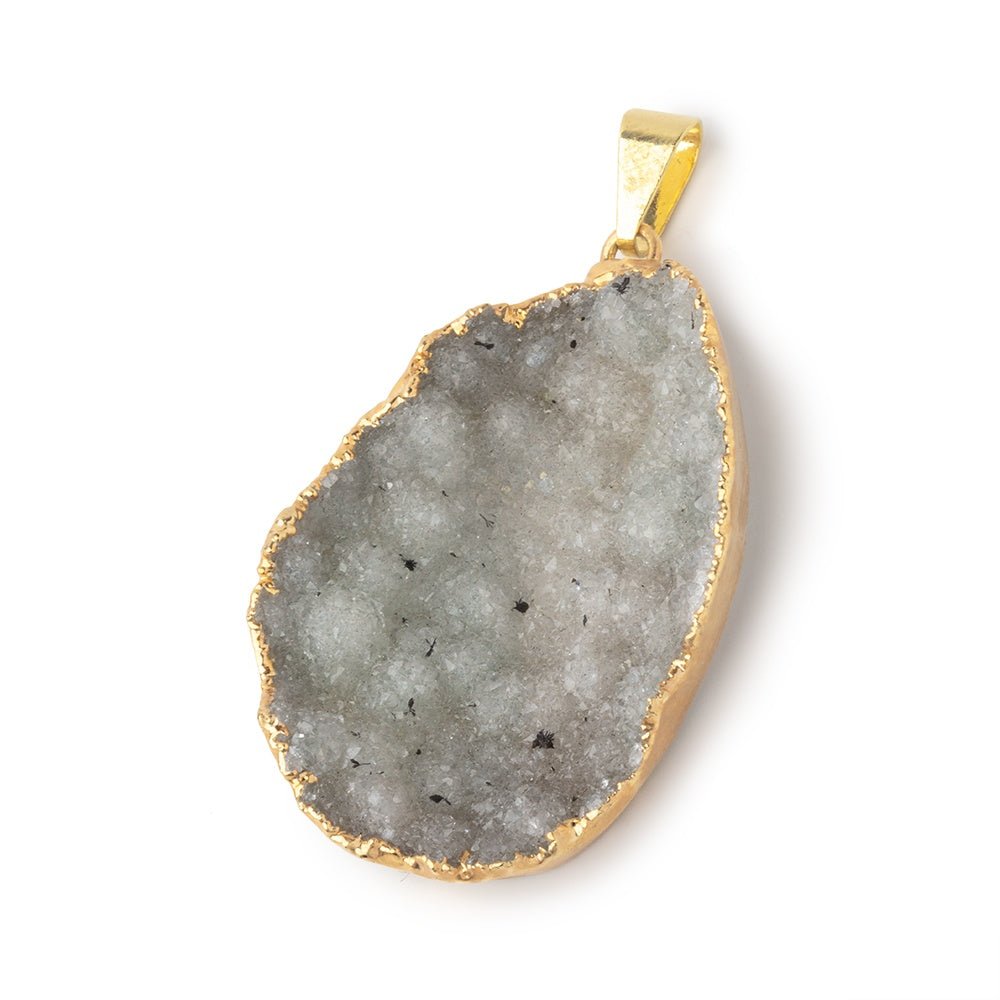 38x26mm Gold Leafed Dove Gray Drusy Pendant 1 focal piece