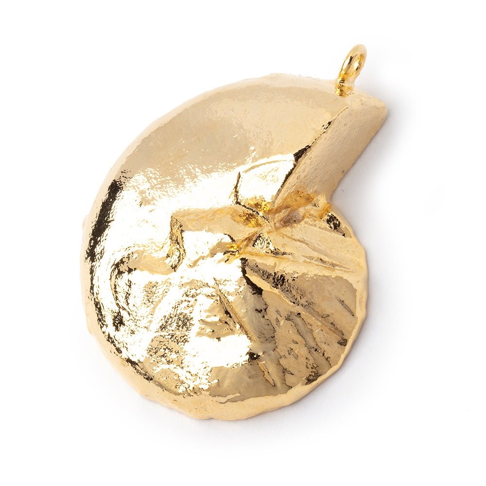 38x31mm Gold Leafed Ammonite Fossil Pendant 1 focal piece