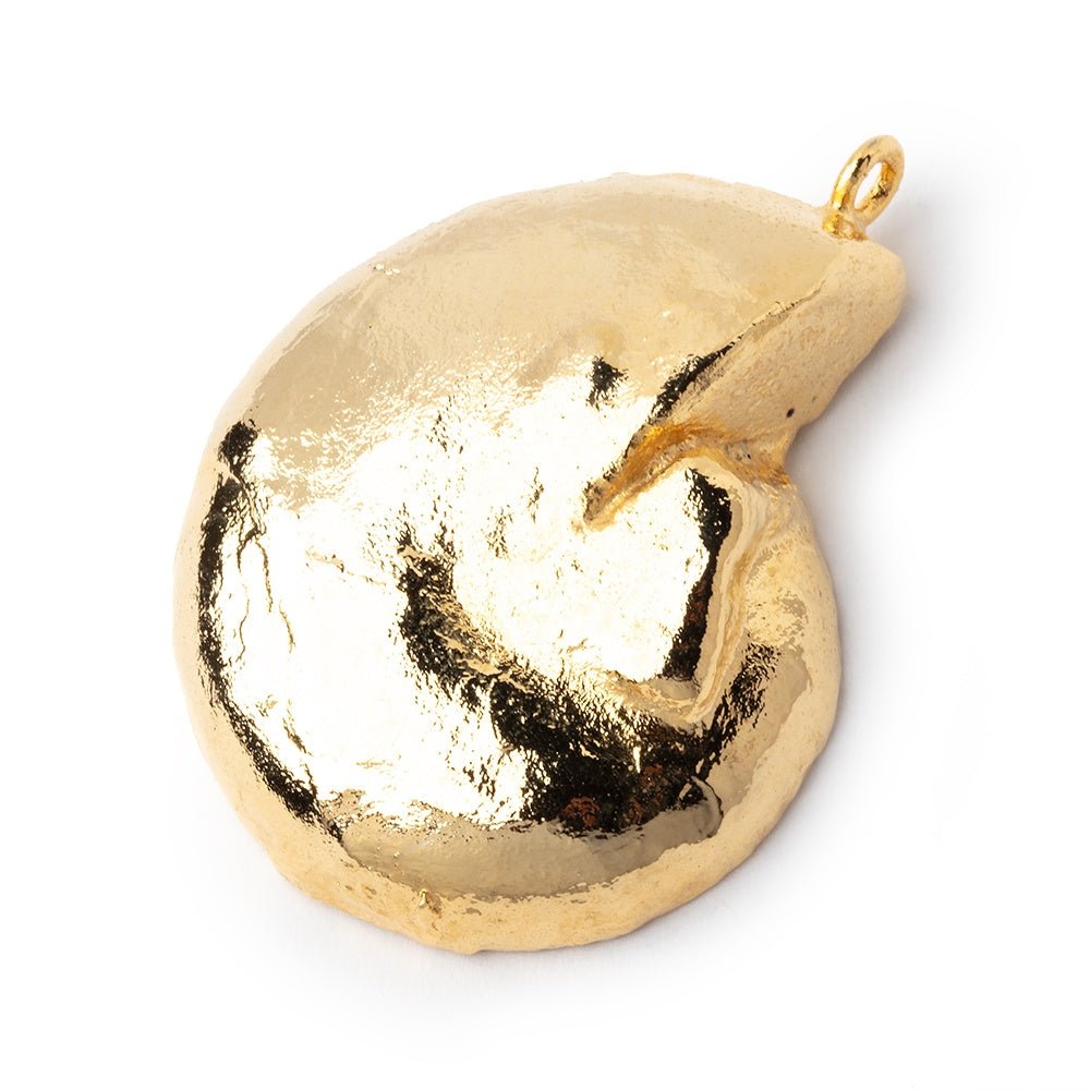 38x32mm Gold Leafed Ammonite Fossil Pendant 1 focal piece