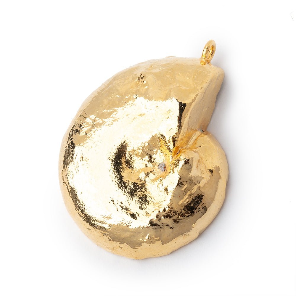 39.5x33mm Gold Leafed Ammonite Fossil Pendant 1 focal piece