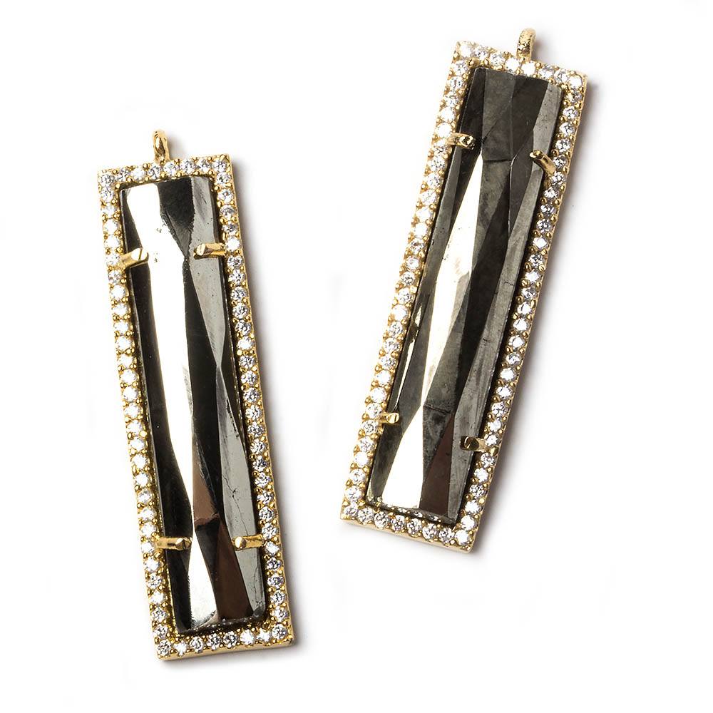 39x10.5mm Vermeil Bezel CZ and Pyrite Bar 1 ring Pendant 1 piece