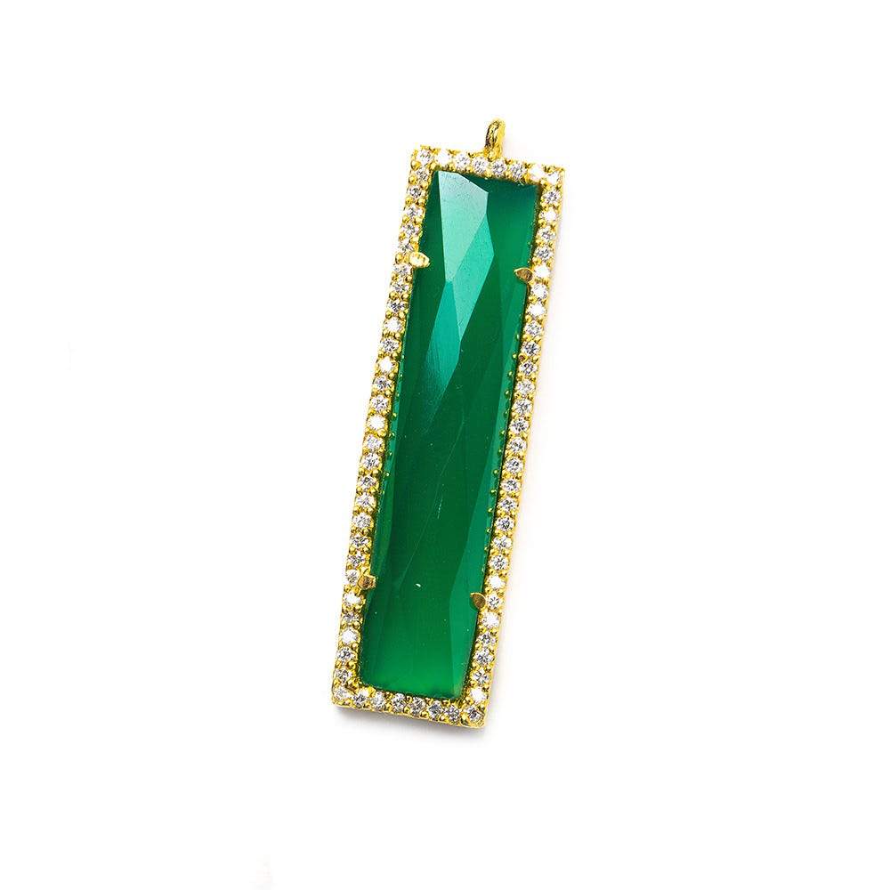 39x10.5mm Gold Bezel CZ & Green Onyx Bar 1 ring Pendant 1 piece
