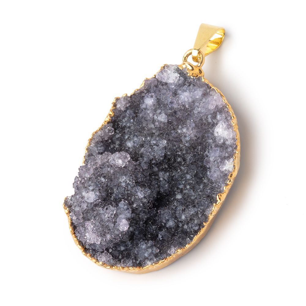 39x29mm Gold Leafed Amethyst Drusy Pendant 1 focal piece