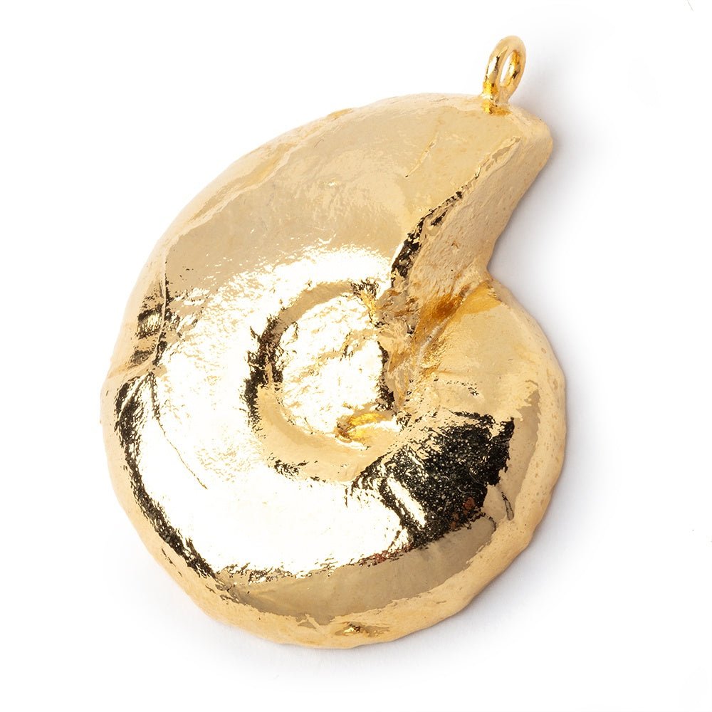39x33mm Gold Leafed Ammonite Fossil Pendant 1 focal piece