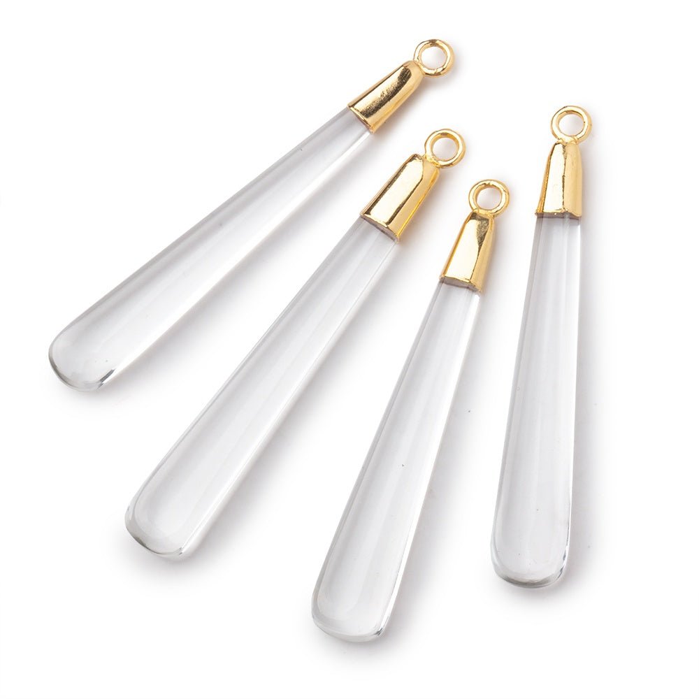 39x6mm Gold Leafed Crystal Quartz Plain Pear Pendant 1 piece