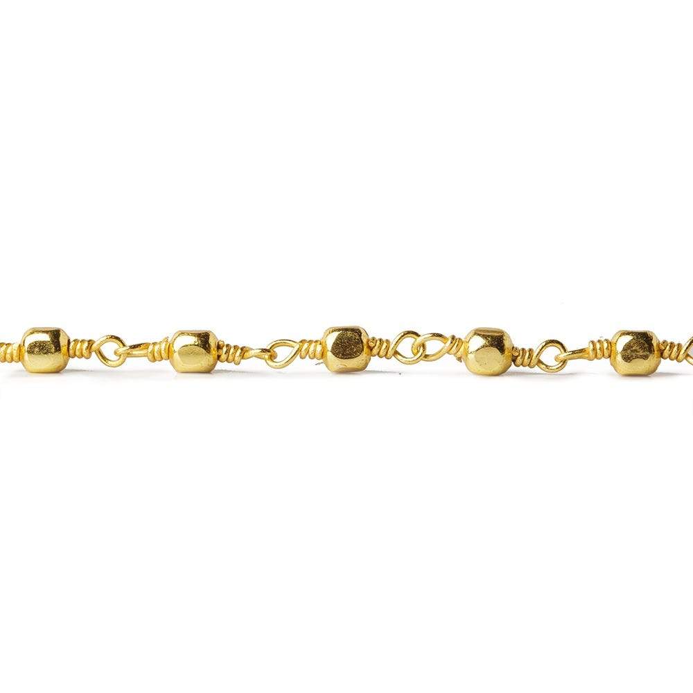 3mm 22kt Gold plated Shiny Cube Gold plated Chain by the foot
