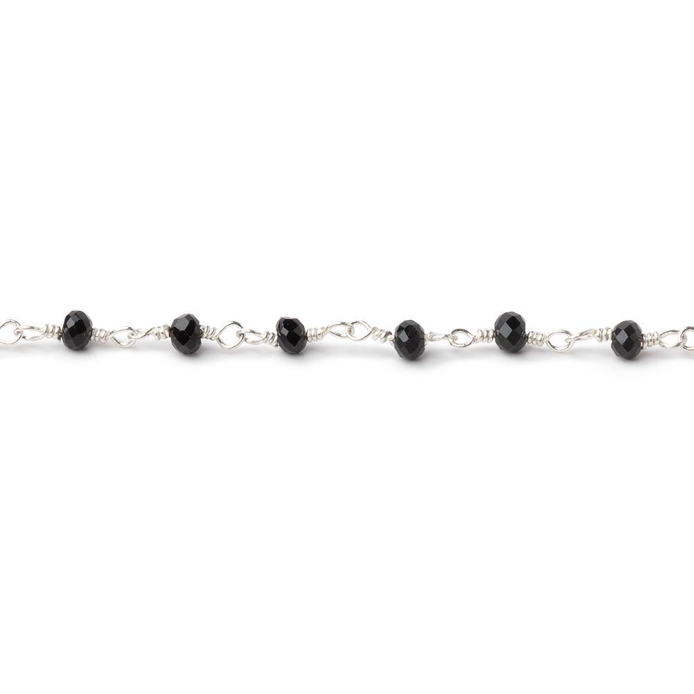 3mm Black Spinel Silver Plated Wire Wrapped Chain