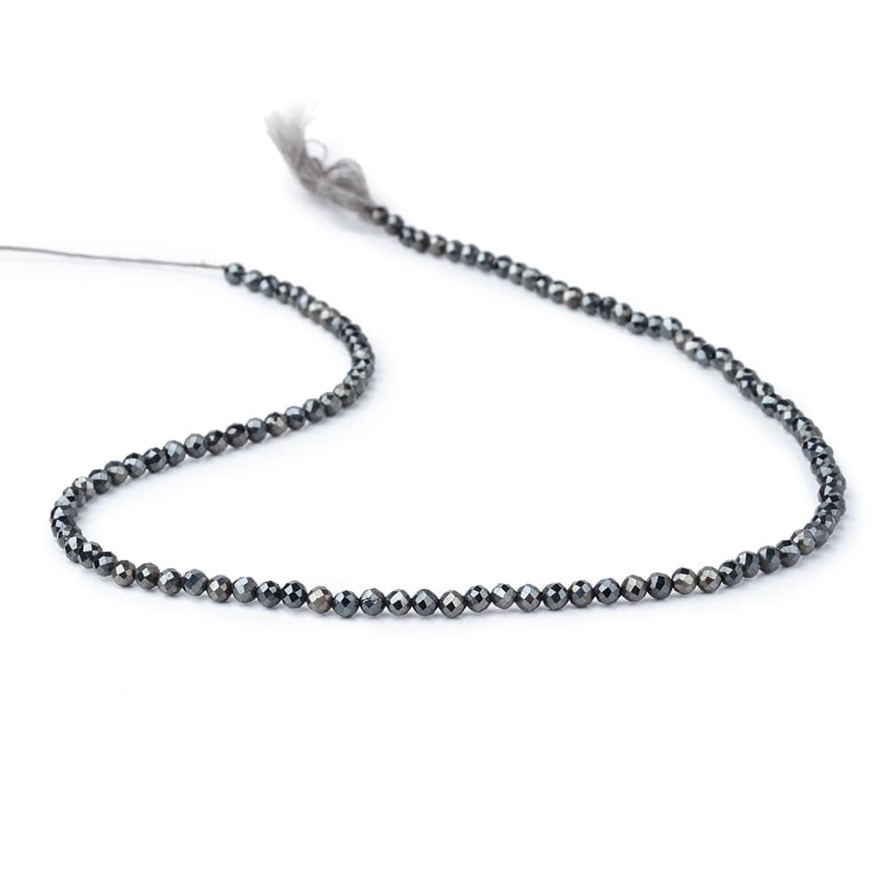 3mm Blue Grey Mystic Black Spinel Micro faceted rounds 13 inch 128 beads