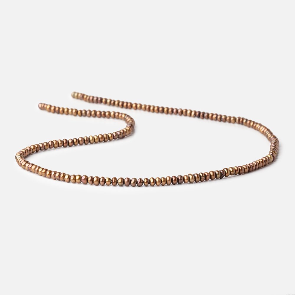 3mm Brass Center Drilled Button Pearls 15 inch 182 pieces