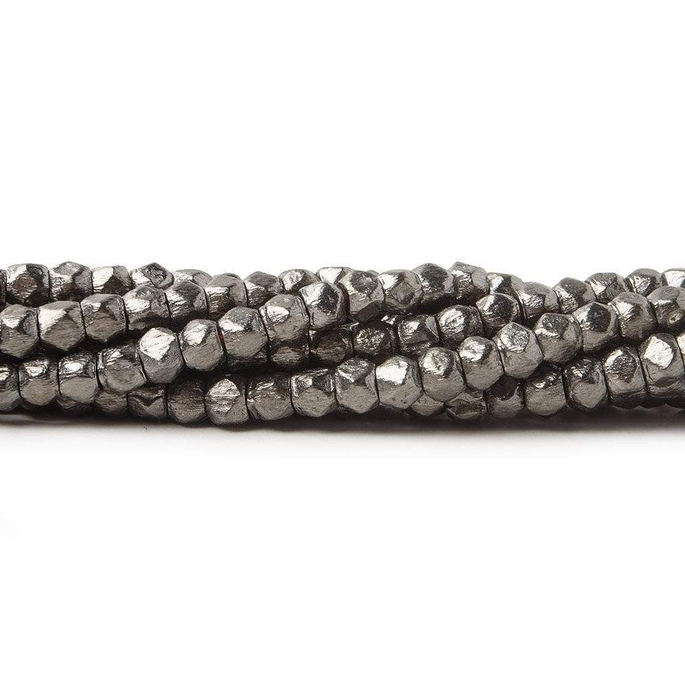 3mm Brushed Hand Cut Faceted Nugget Beads