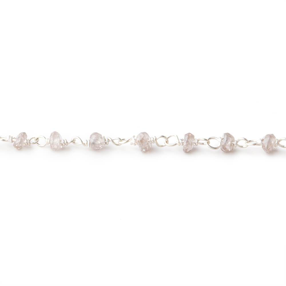 3mm Champagne Zircon faceted rondelle Sterling Silver Chain by the foot 47pcs