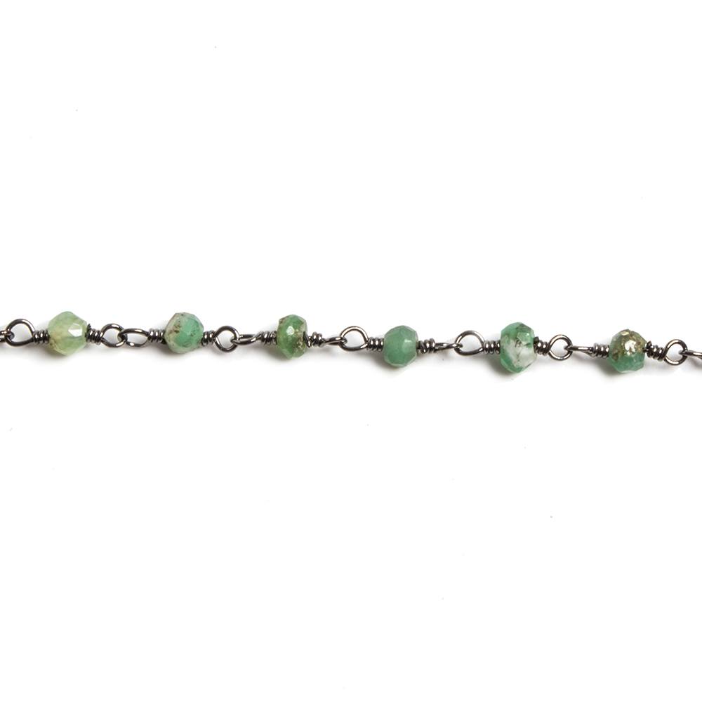 3mm Chrysoprase faceted rondelle Black Gold Chain by the foot 36 pieces
