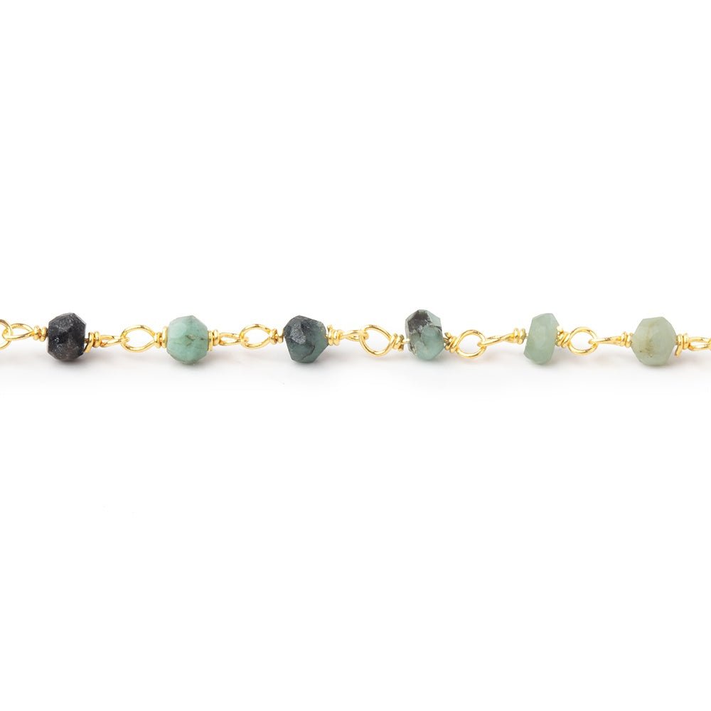 3mm Emerald Faceted Rondelles on Gold Plated Chain