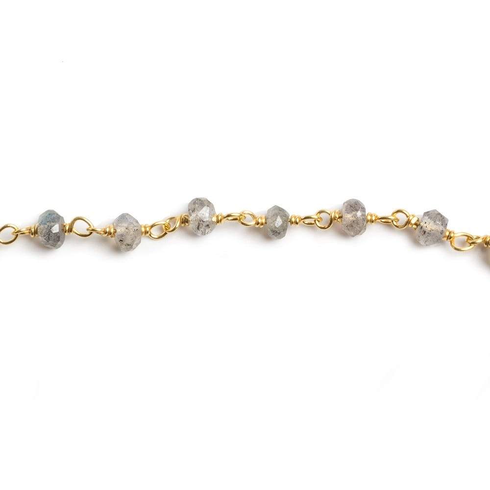 3mm Labradorite faceted rondelle Vermeil Chain by the foot 35 beads