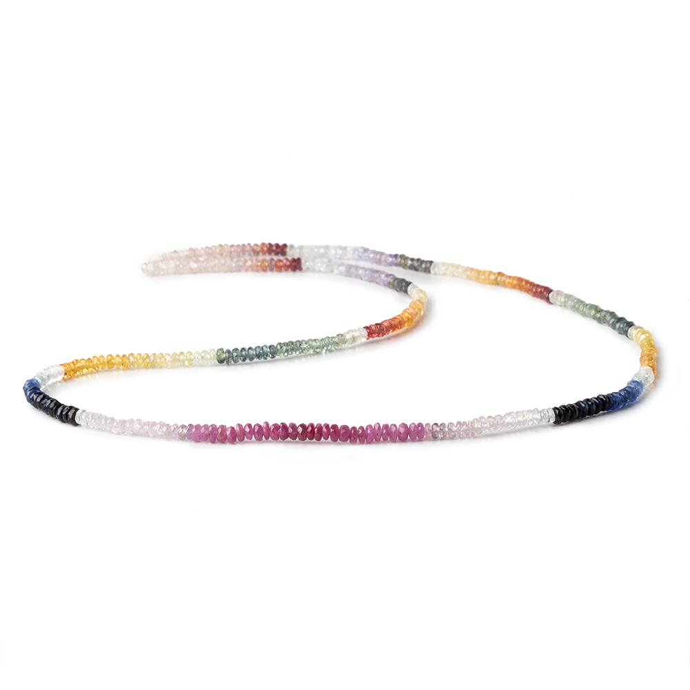 3mm Multi Color Fancy Sapphire faceted rondelles 18 inch 320 beads A