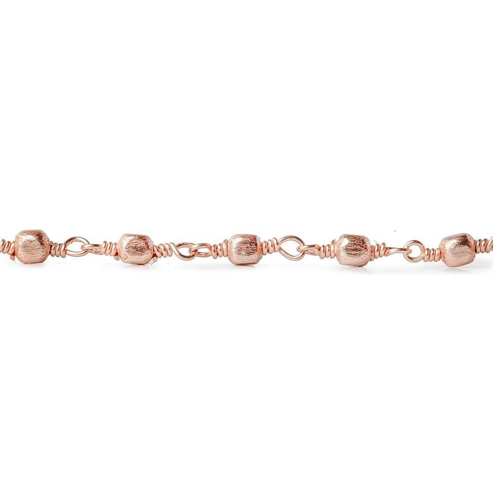3mm Rose Gold plated Brushed Cube Rose Gold plated Chain by the foot